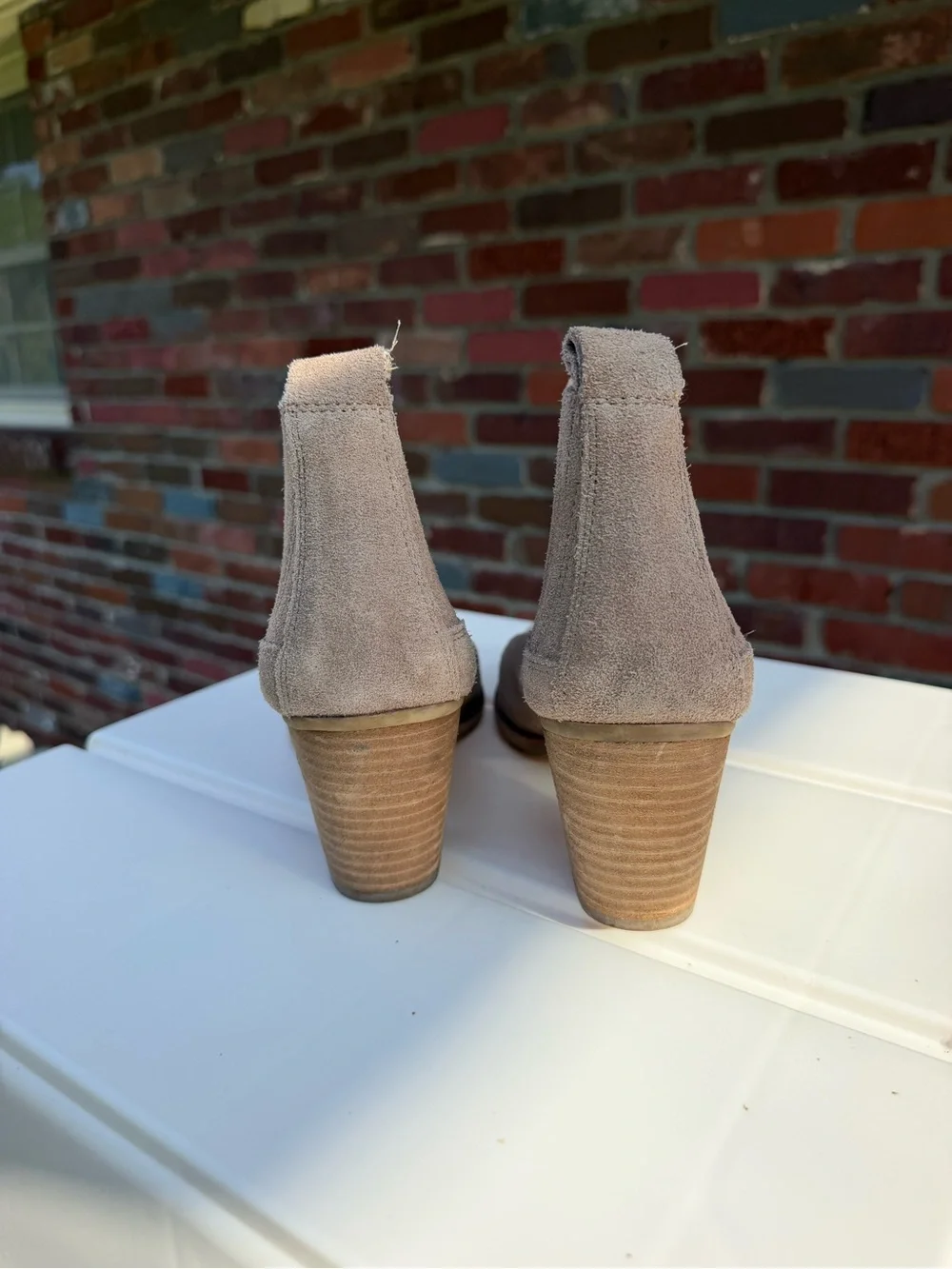 Dolce Vita Taupe Suede Ankle Booties with Block Heel